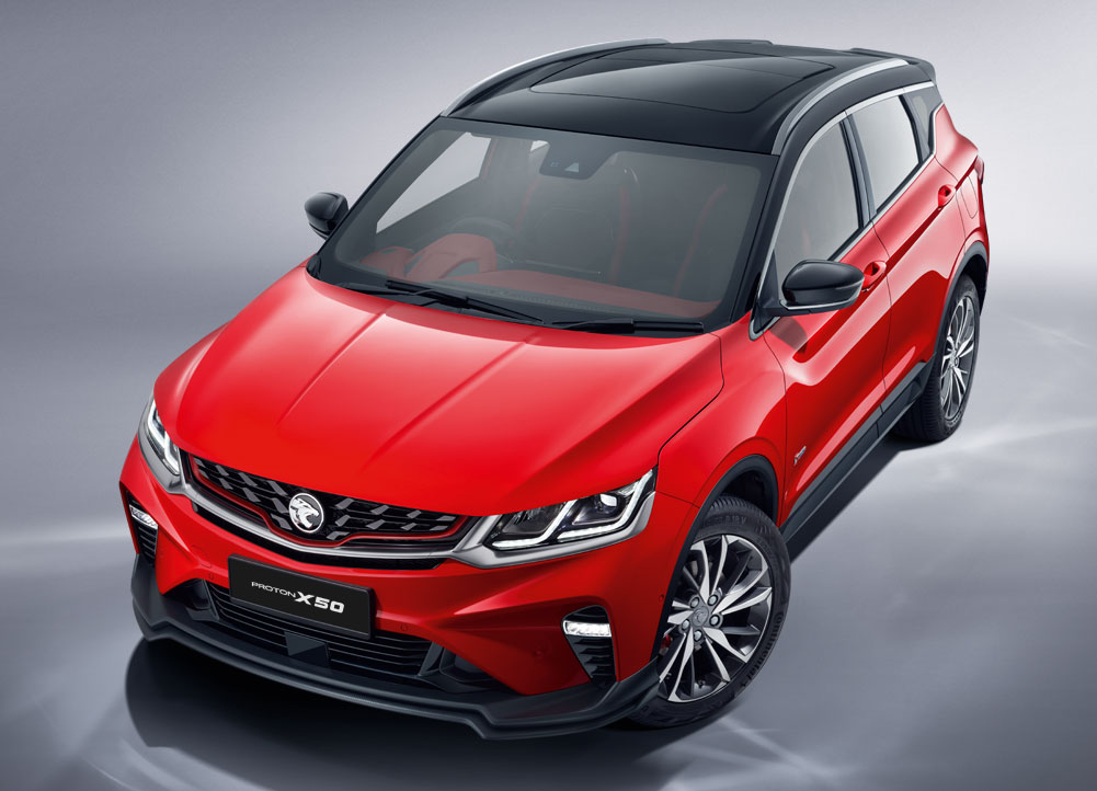 Proton X50 Side view，	 Proton X50 Tire diagram， Proton X50 Rear view，Proton X50 interior diagram