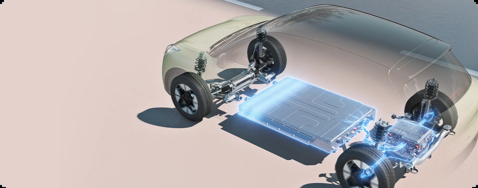 แผนผังโครงสร้างระบบขับเคลื่อนของGeely EX2